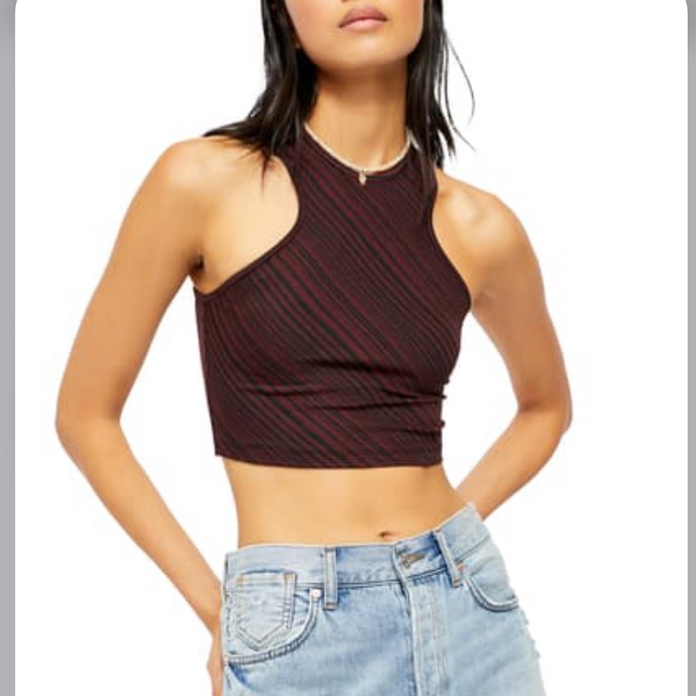 Free people Tessa midnight combo sleeves racerback crop top